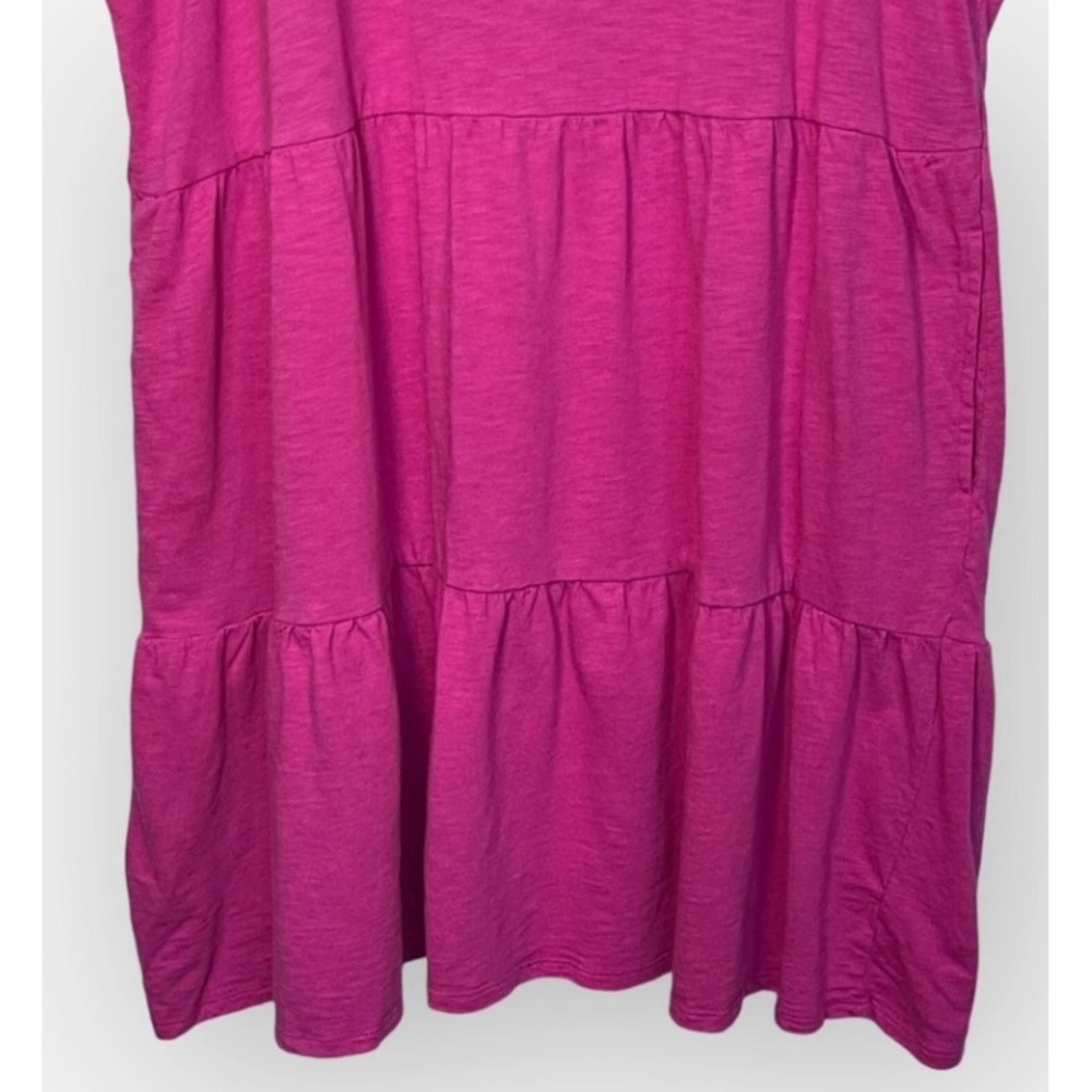 Gap Womens XXL Pink Tiered Sleeveless Mini Dress Slub Cotton Modal Pockets - Picture 6 of 12